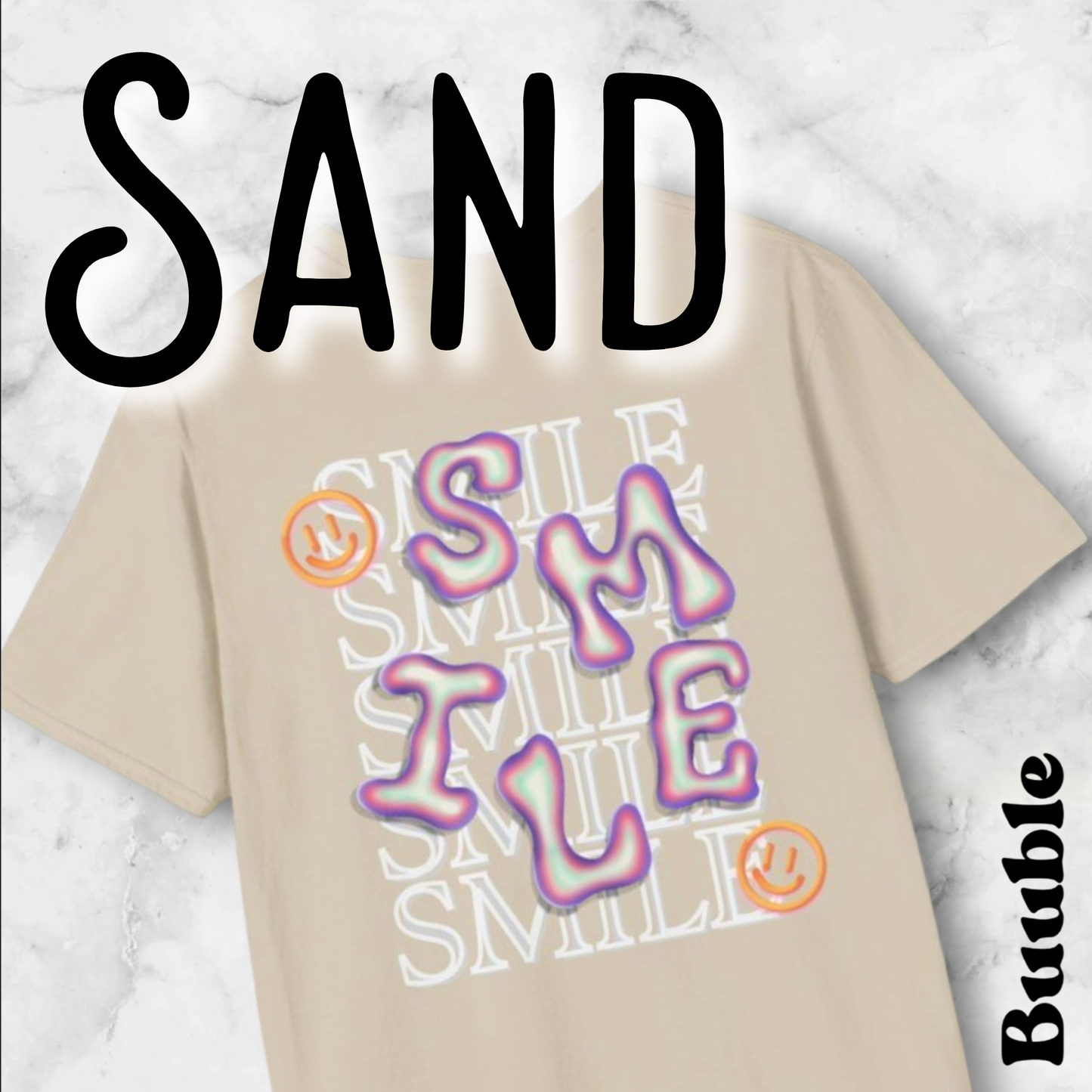 SMILE Bubble Purple Letter – Buuble Cool T-Shirt