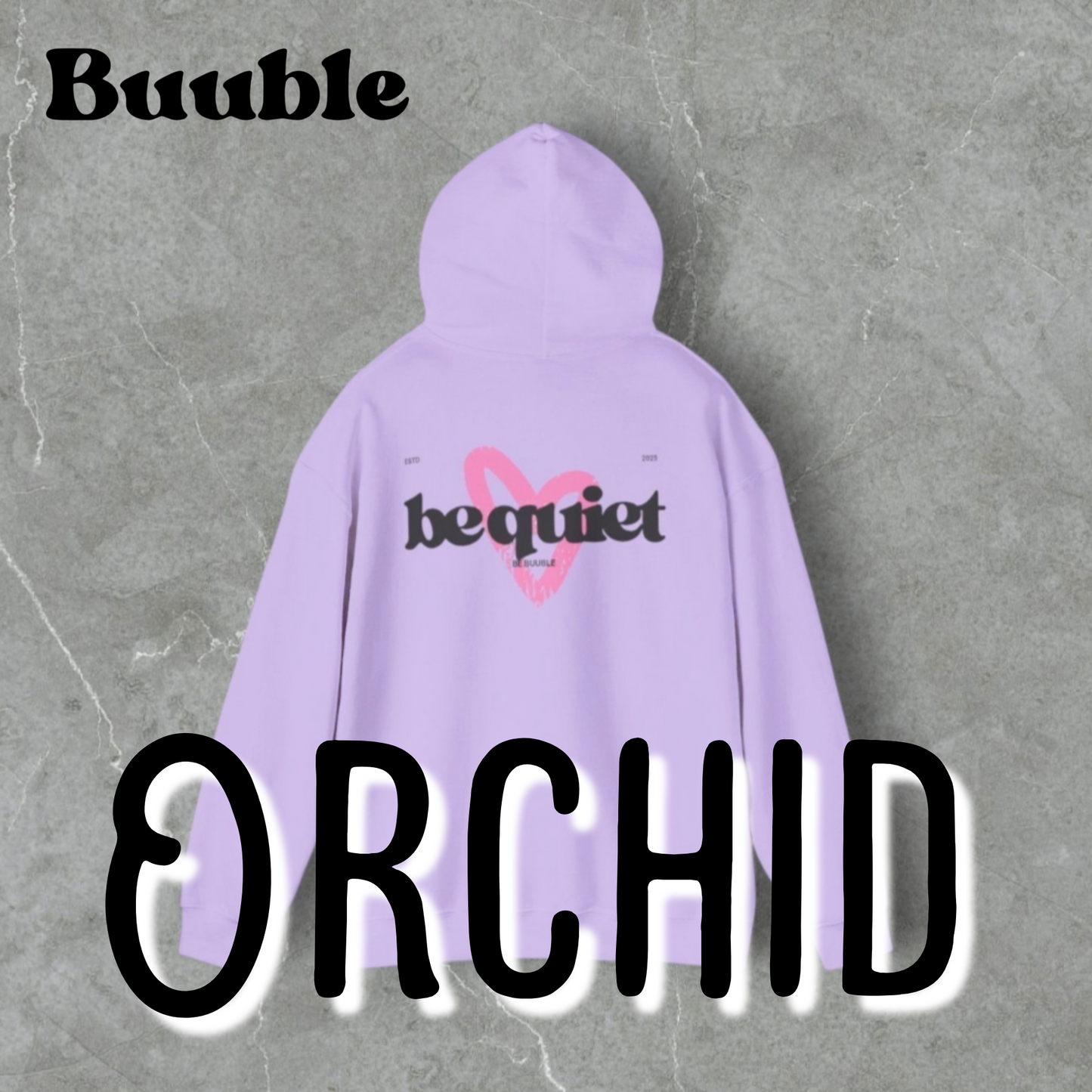 Be Quiet Hoodie – Light Blue Oversized Heart Design | Buuble