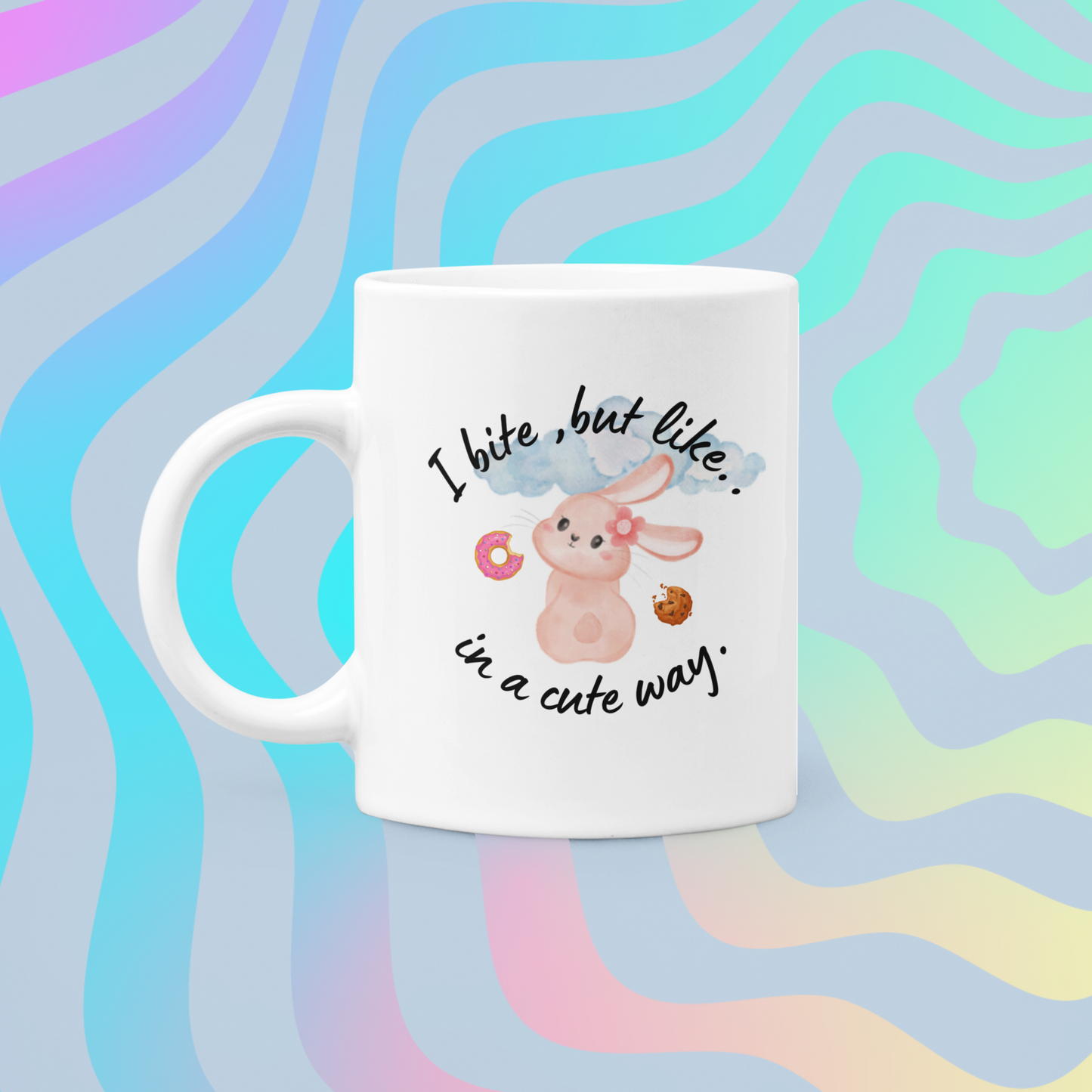 Cute Bunny Mug - "I bite, but like, in a cute way" - Perfect Gift for Animal Lovers