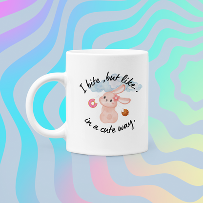 Cute Bunny Mug - "I bite, but like, in a cute way" - Perfect Gift for Animal Lovers