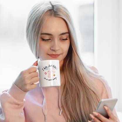 Cute Bunny Mug - "I bite, but like, in a cute way" - Perfect Gift for Animal Lovers
