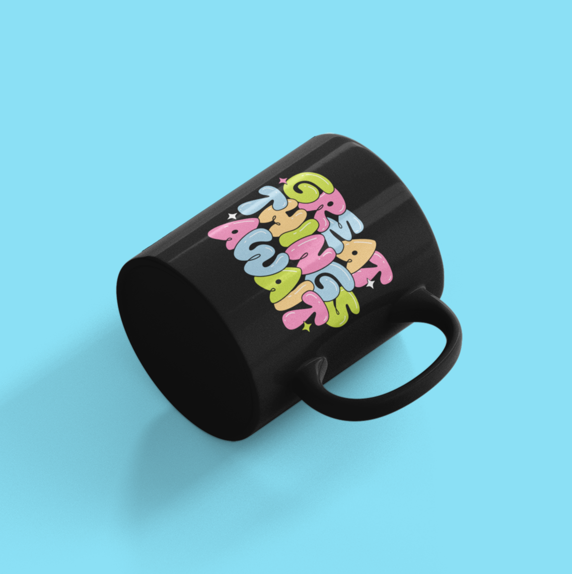 Great Things Await – Black Inspirational Mug
