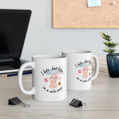 Cute Bunny Mug - "I bite, but like, in a cute way" - Perfect Gift for Animal Lovers