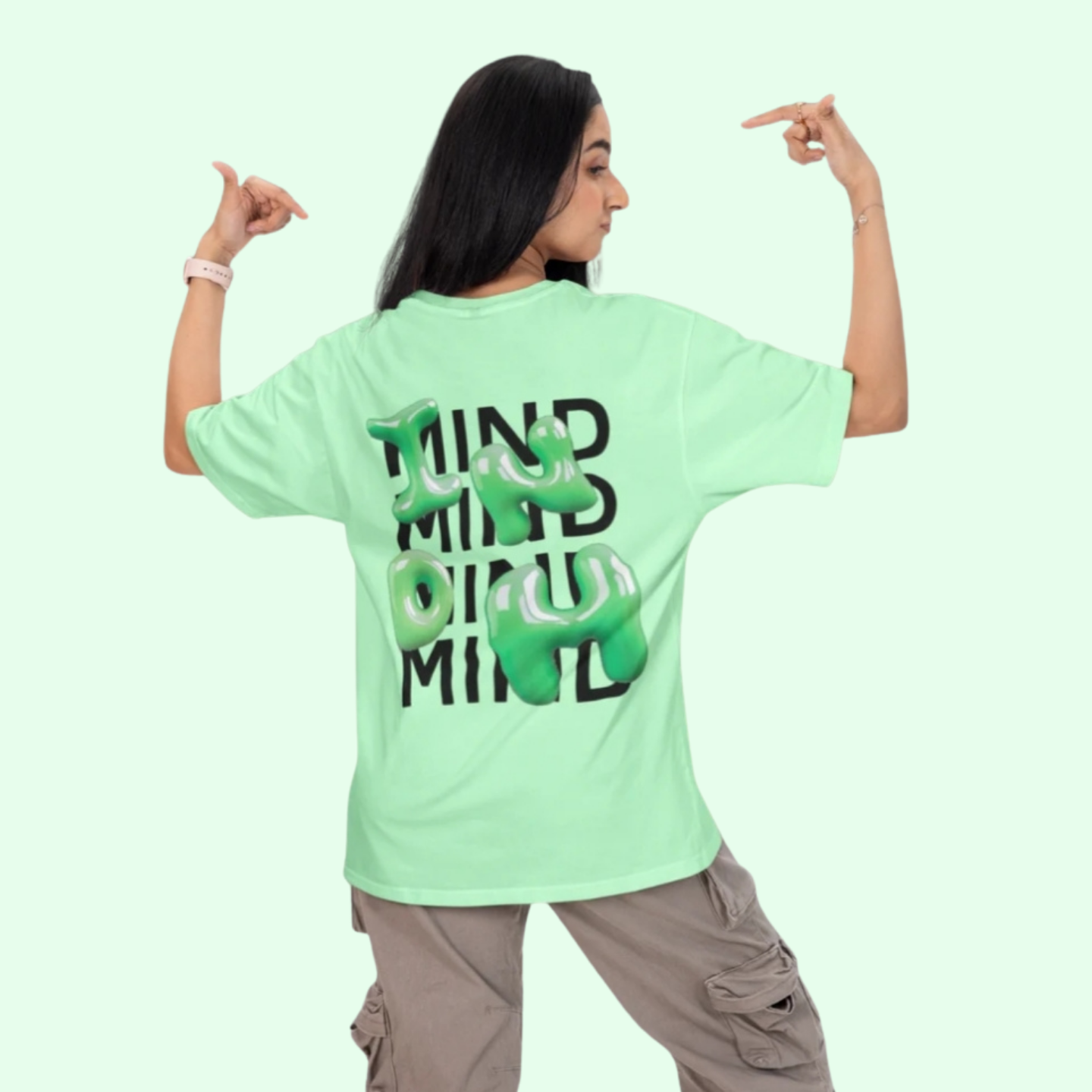MIND 3D Green Letter – Statement T-shirt | Buuble