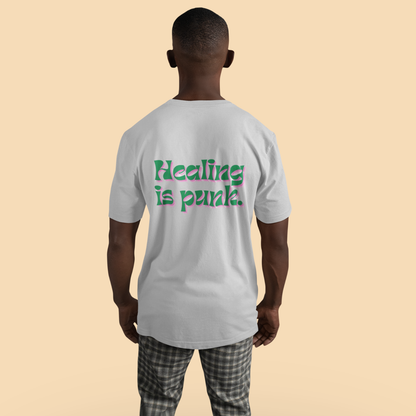 Healing is punk - T-Shirt with Green & Pink Letters | Buuble