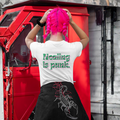 Healing is punk - T-Shirt with Green & Pink Letters | Buuble