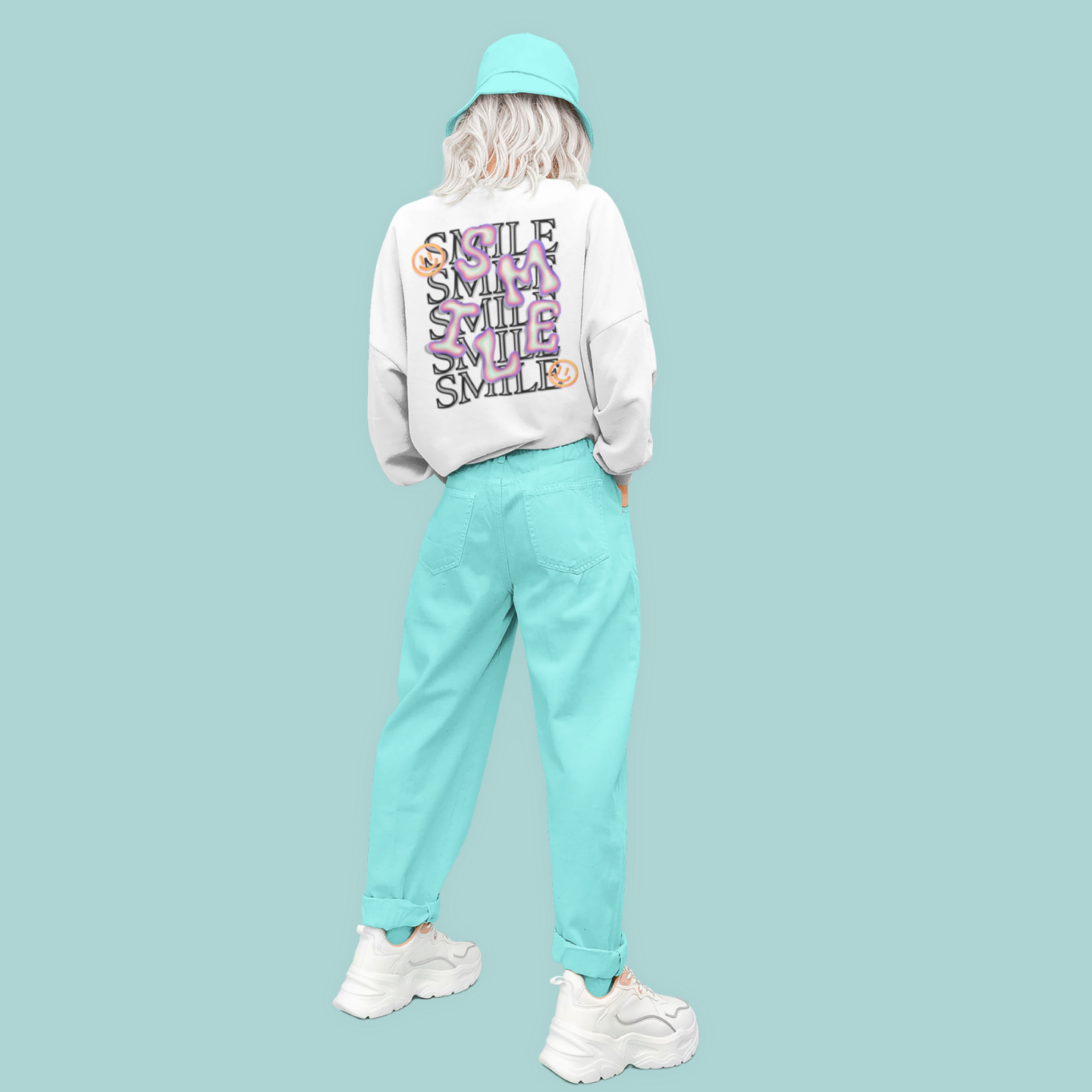 SMILE Bubble Sweatshirt – Buuble Positive Vibes Wearing