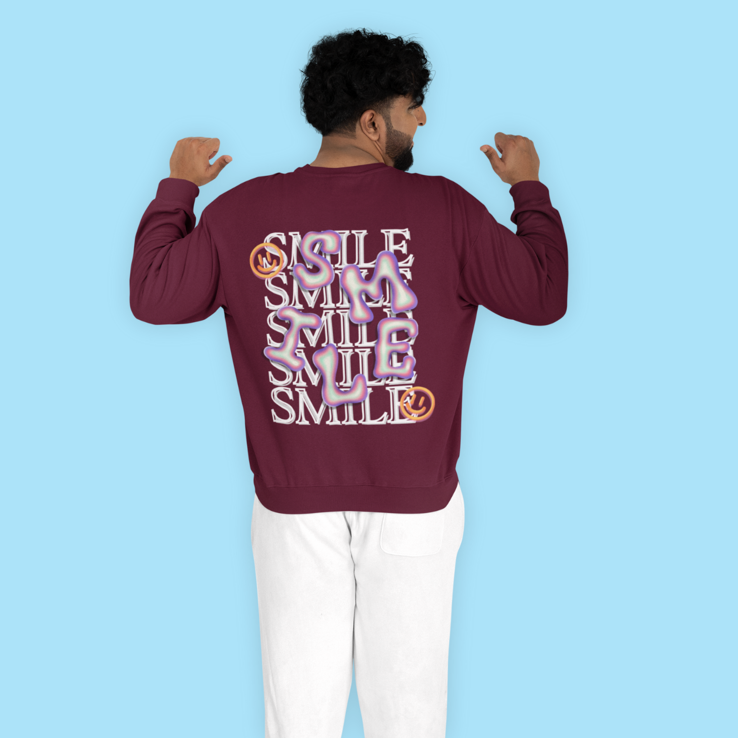 SMILE Bubble Sweatshirt – Buuble Positive Vibes Wearing