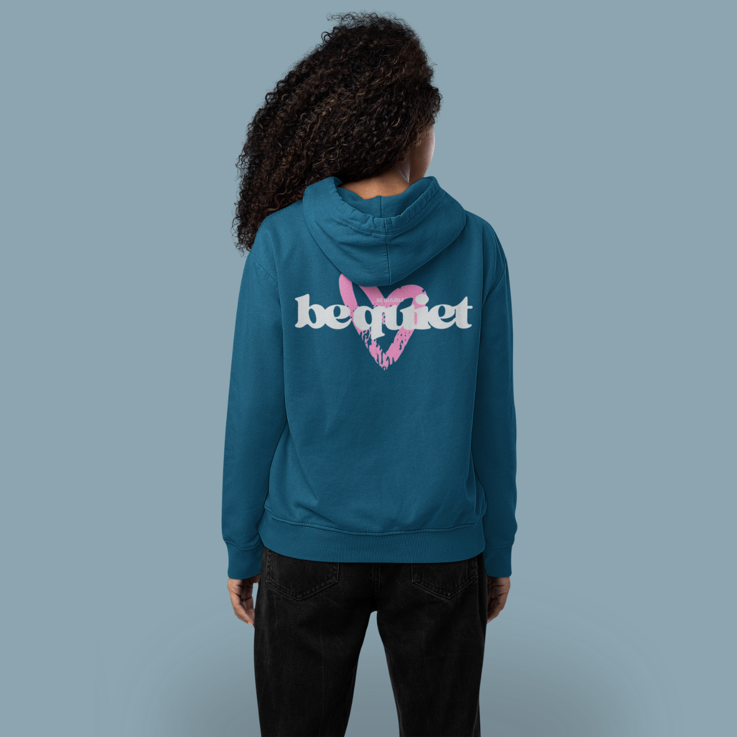 Be Quiet Hoodie – Back Pink Heart Drawing Edition | Buuble