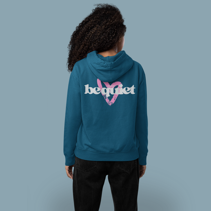 Be Quiet Hoodie – Back Pink Heart Drawing Edition | Buuble