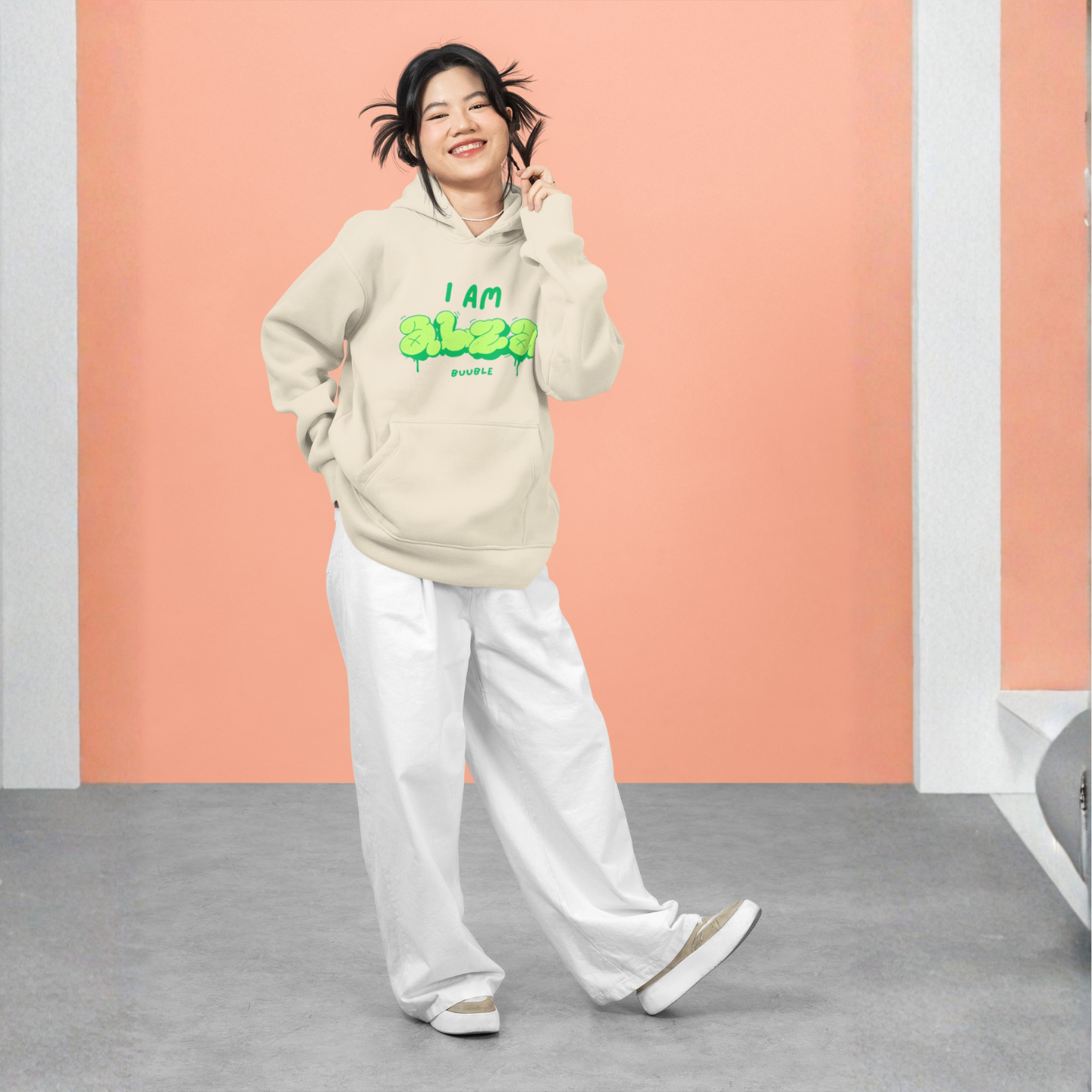 I AM ALZA Hoodie – Neon Graffiti Style | Buuble