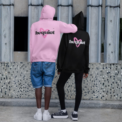 Be Quiet Hoodie – Back Pink Heart Drawing Edition | Buuble