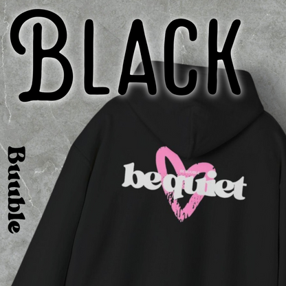 Be Quiet Hoodie – Light Blue Oversized Heart Design | Buuble