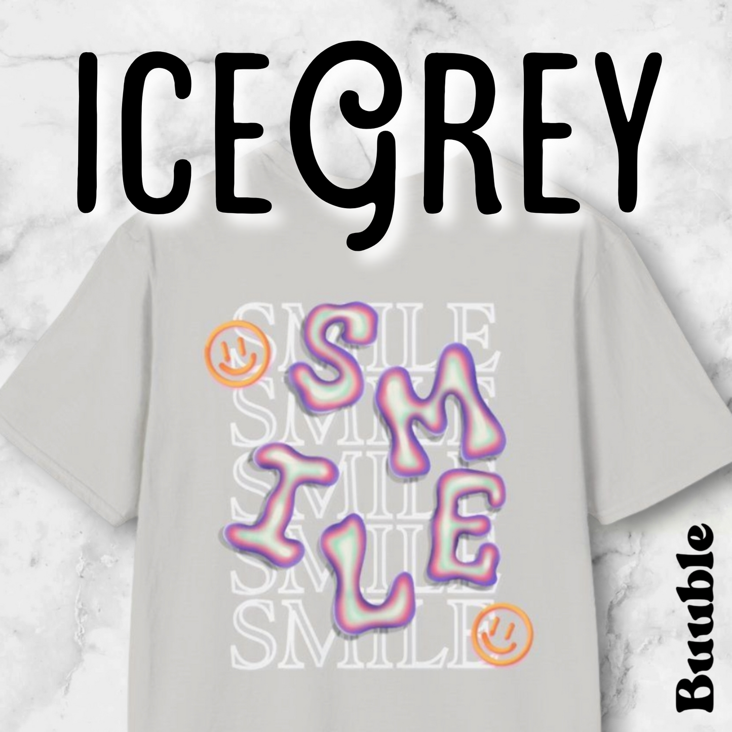 SMILE Bubble Purple Letter – Buuble Cool T-Shirt