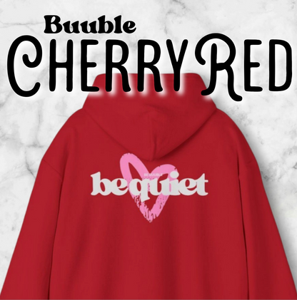 Be Quiet Hoodie – Light Blue Oversized Heart Design | Buuble
