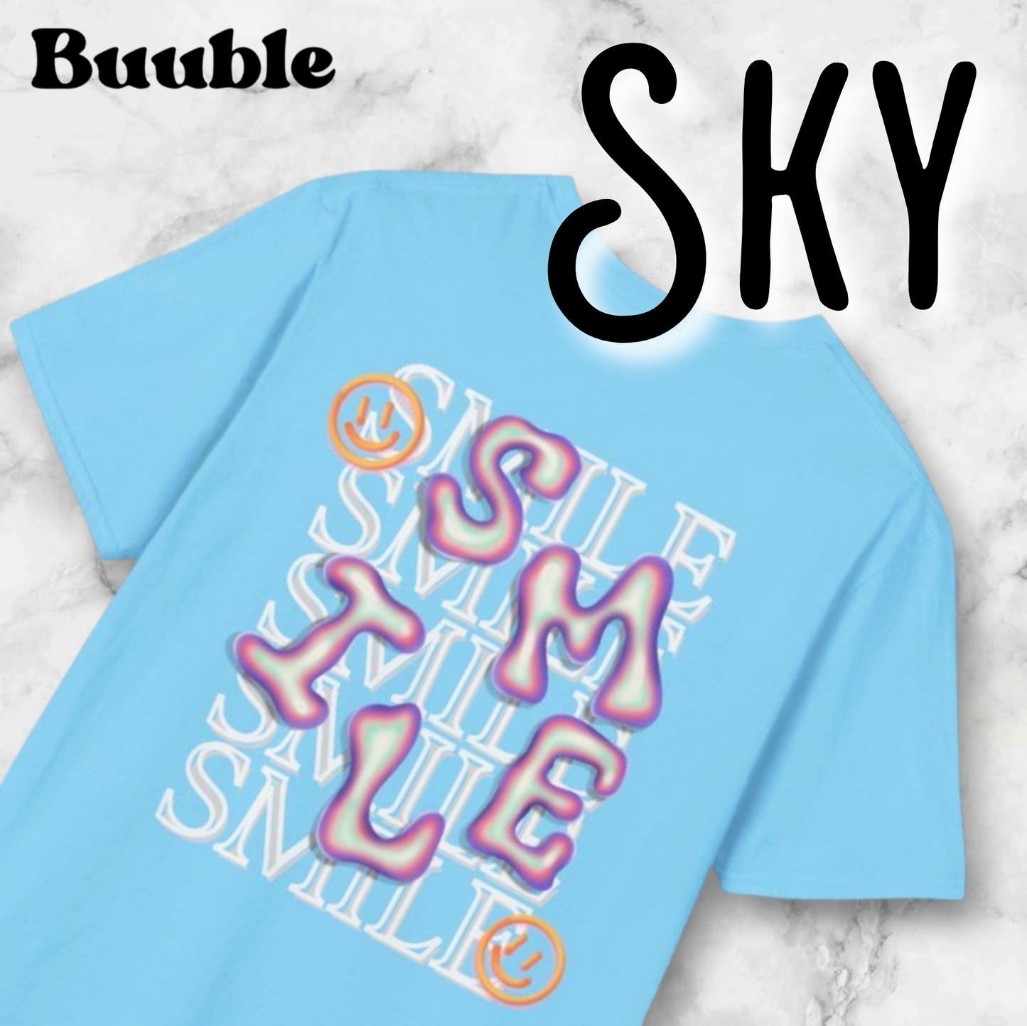 SMILE Bubble Purple Letter – Buuble Cool T-Shirt