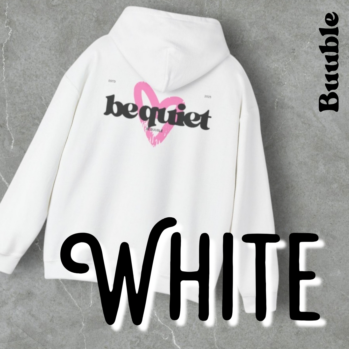 Be Quiet Hoodie – Light Blue Oversized Heart Design | Buuble