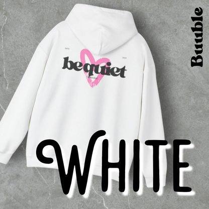 Be Quiet Hoodie – Light Blue Oversized Heart Design | Buuble