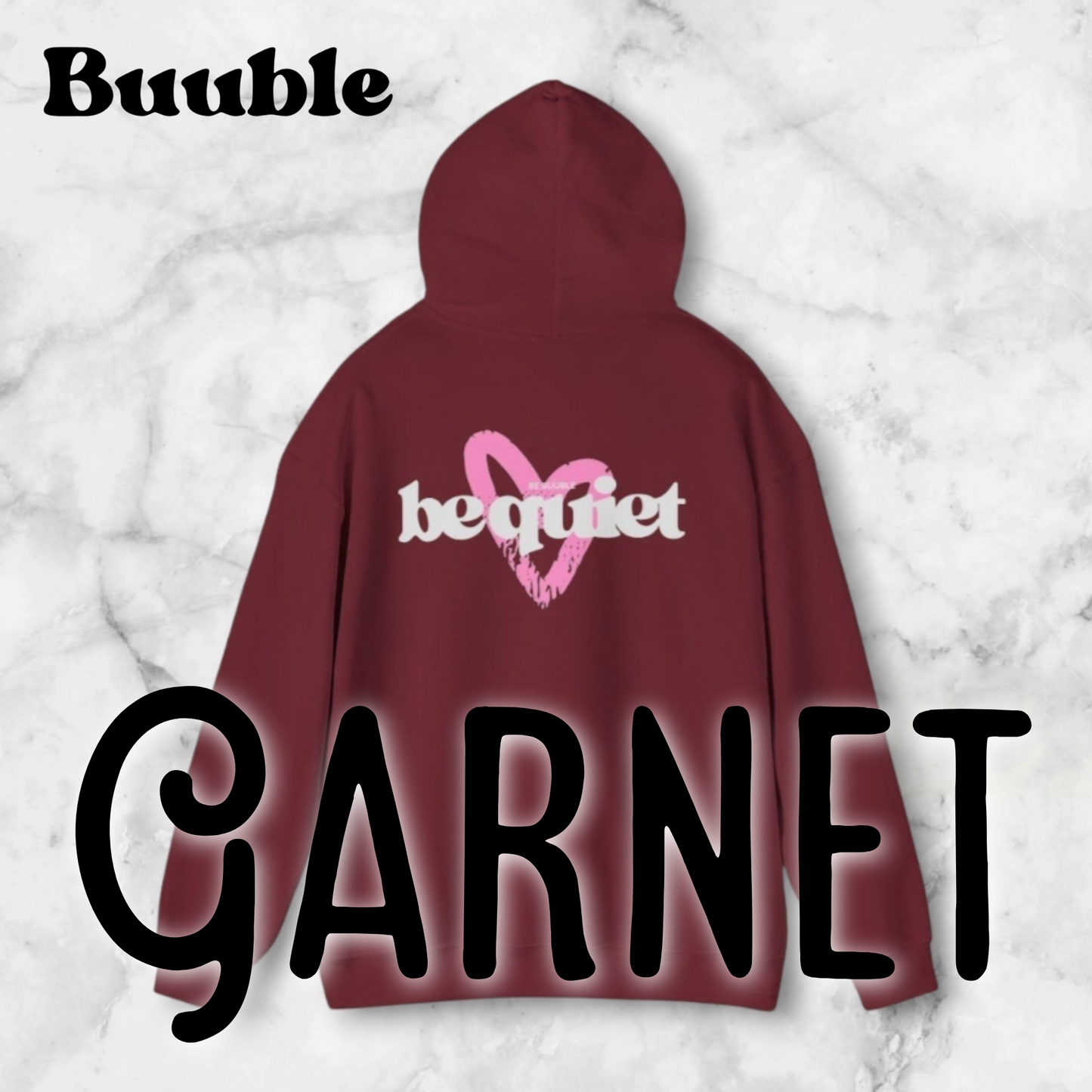 Be Quiet Hoodie – Light Blue Oversized Heart Design | Buuble