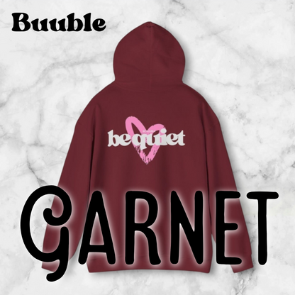 Be Quiet Hoodie – Light Blue Oversized Heart Design | Buuble