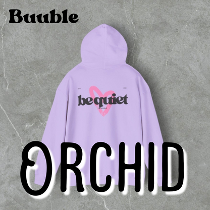 Be Quiet Hoodie – Light Blue Oversized Heart Design | Buuble
