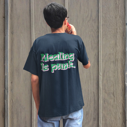 Healing is punk - T-Shirt with Green & Pink Letters | Buuble