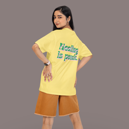 Healing is punk - T-Shirt with Green & Pink Letters | Buuble