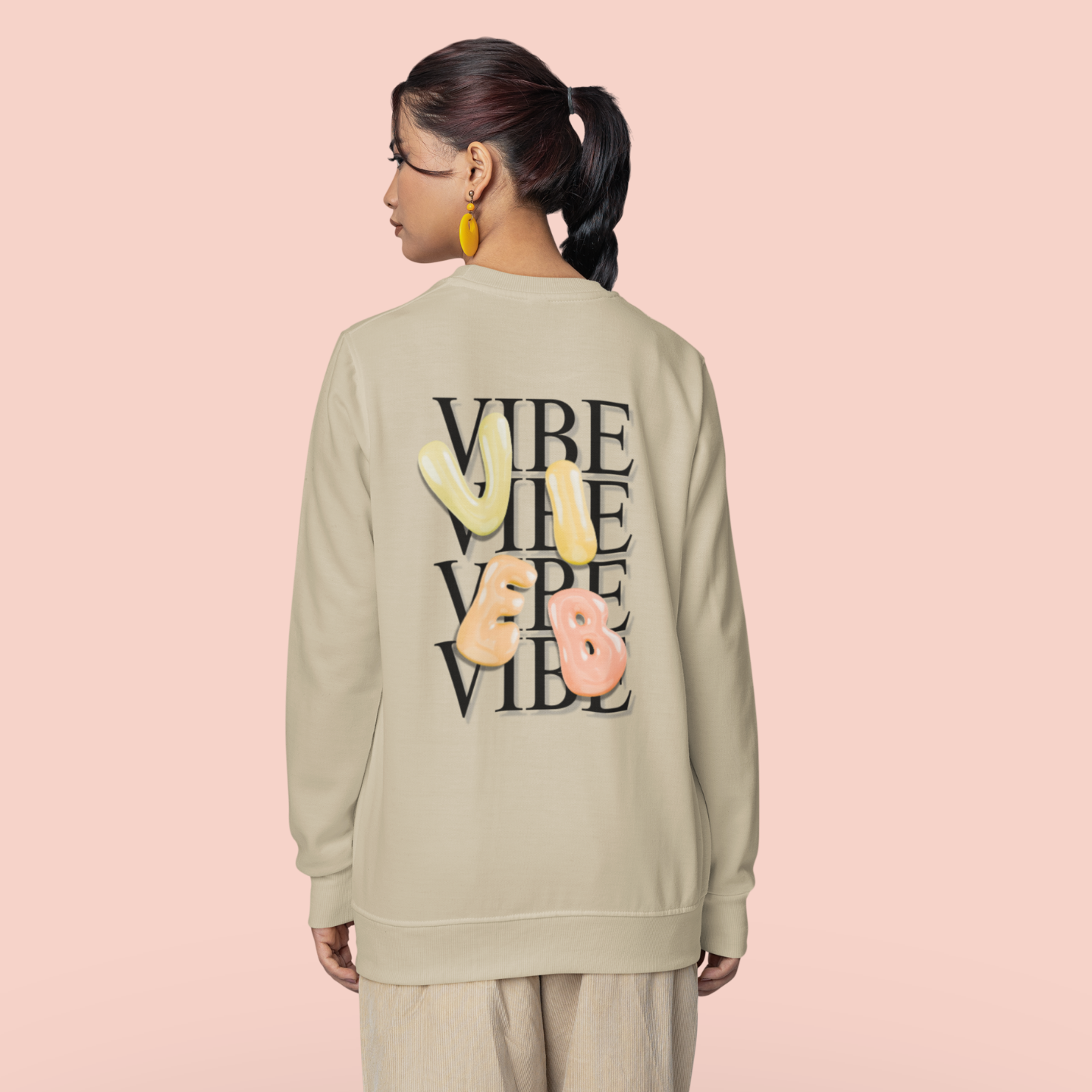 VIBE Bubble Yellow&Orange Letters Sweatshirt | Buuble